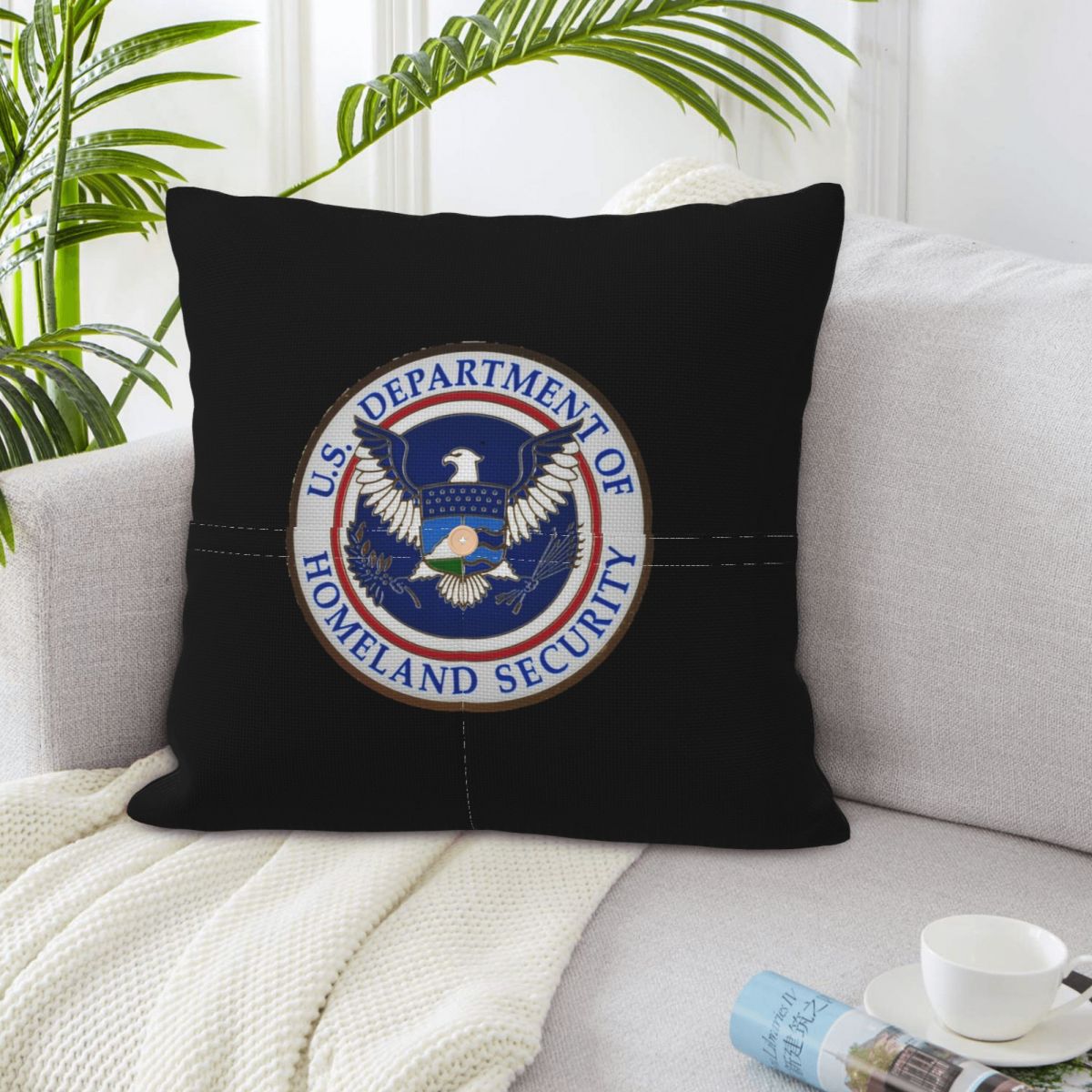 Home Security Department Us - DHS - غطاء وسادة مربع من