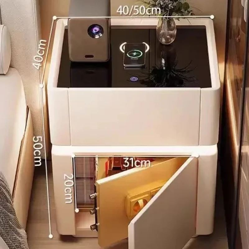 Home Security America - طاولة جانبية للسرير متعددة الوظائف مع